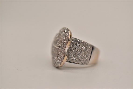 Amazing Diamond encrusted Cocktail Buckle ring 14k - image 3