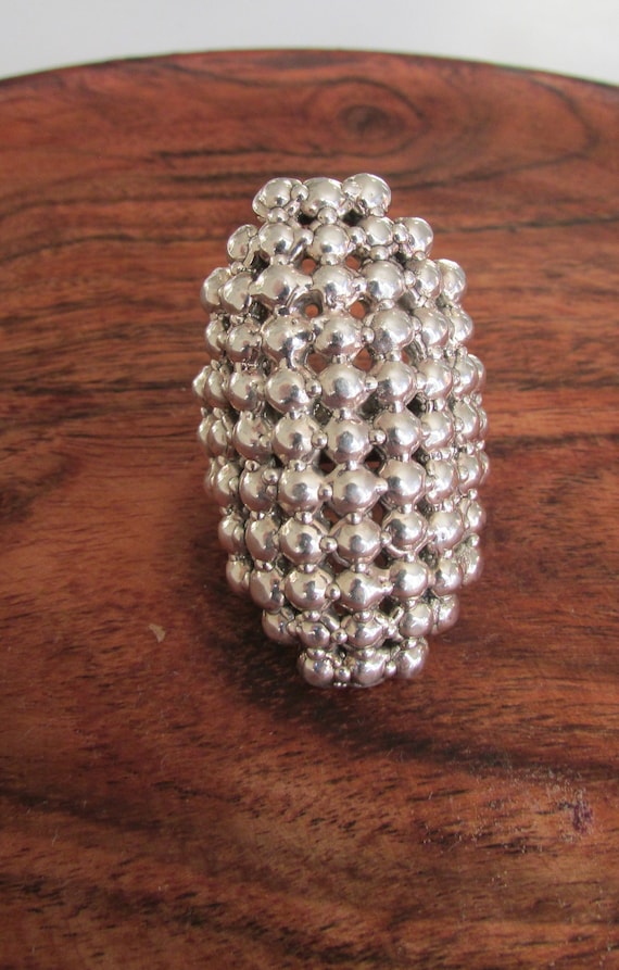 Sterling Silver Puffy Long Electroform Ring from I