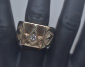 14k Gold Diamond Large Masonic Ring 40 grams