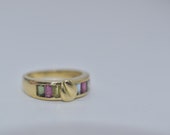 Vintage 18k gold Green Blue Red and Pink tourmaline ring band