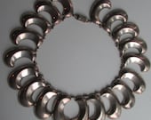 Vintage Heavy Taxco Mexico Sterling Silver Water, Wave Choker Necklace