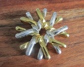 Vintage Mexico Sterling Silver & Vermeil Tane Snowflake Pendant Brooch