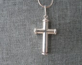 NWOT Vintage Sterling Silver Southwestern Tube Cross 30" necklace