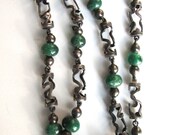 Vintage Cecilia Tona Taxco Sterling Silver Aventurine Modernist Necklace