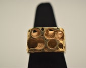 Look at this amazing custom square with circle Swiss Cheese Custom Ring 14k 19.6g ring.