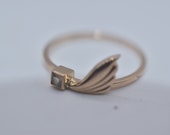 14k Rose Gold Peridot Dainty Winged Ring