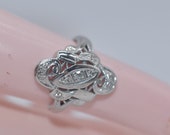 Art Deco Style diamond 14k White Gold Ring