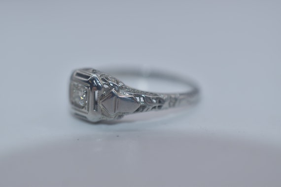 Sweet Antique 18k White Gold Art Deco Era Diamond… - image 5