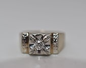 Antique Men's Ring Mine Cut Diamond