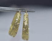 18k Hammered Gold Diamond Hoop Earrings