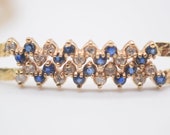 14k Gold Flat Braided Yellow Gold Sapphire & Diamonds Tennis Bracelet