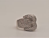 Amazing Diamond encrusted Cocktail Buckle ring 14k