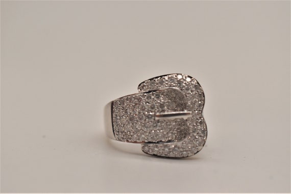 Amazing Diamond encrusted Cocktail Buckle ring 14k - image 1