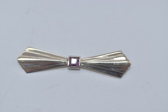 Vintage Mid-Century Pink Tourmaline 14k Gold Pin … - image 1