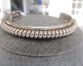 Vintage Sterling Silver Banded Rope Navajo Cuff Bracelet 7"