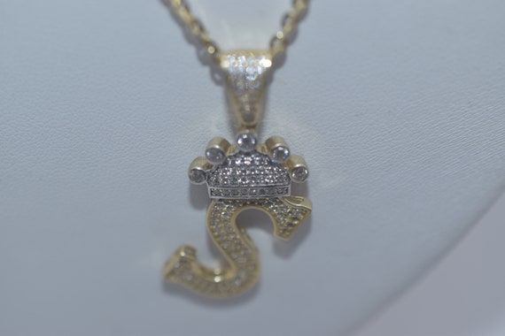 10K Yellow Gold Diamond Encrusted Letter S with C… - image 6