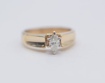 14k Gold Marquise Solitaire Engagement Ring