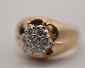 14k Gold Diamond Cluster Ring