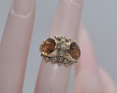 Vintage 14k gold Double faceted Cintrine Cabochon Ring