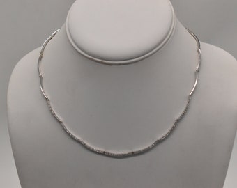 14k White Gold & Diamond Scallop Necklace