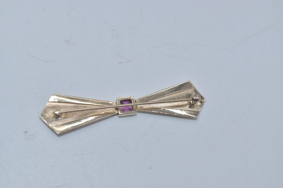 Vintage Mid-Century Pink Tourmaline 14k Gold Pin … - image 4