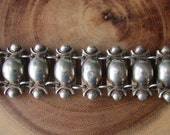 Sterling Silver Mid Century Taxco Wide Panel Bracelet