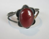 Sterling Silver Carnelian Southwestern Cuff 6"