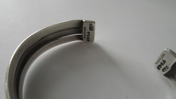 Vintage Sterling Silver Taxco TV-89 3 band Cuff b… - image 5