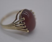 10k Yellow Gold Bloodstone Carnelian cocktail statement ring