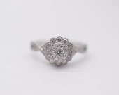 14k White Gold Diamond Cluster Dinner Ring