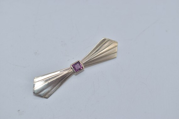 Vintage Mid-Century Pink Tourmaline 14k Gold Pin … - image 2