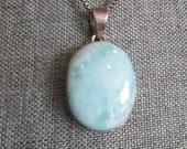 Vintage Sterling Silver Larimar Pendant Necklace