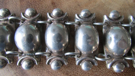 Sterling Silver Mid Century Taxco Wide Panel Brac… - image 2