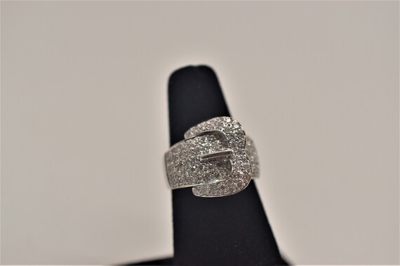 Amazing Diamond encrusted Cocktail Buckle ring 14k - image 4