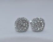 10k white gold diamond cluster earrings 1.7 CTS TW