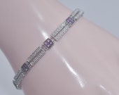 14k Gold White and Pink Sapphire Tennis Bracelet