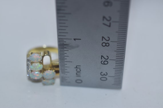 Modernist Style 14k Gold Opal & Diamond Ring - image 5