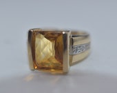 Vintage 14k Gold 5 CTS TW Citrine & Diamond Ring