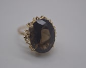 10k Yellow Gold Smokey Quartz StatementCocktail Ring