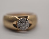 14k Yellow brushed Gold Diamond Cluster Ring