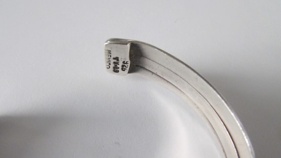 Vintage Sterling Silver Taxco TV-89 3 band Cuff b… - image 4