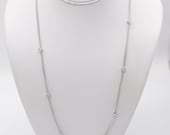 18K White Gold 3 Strand Station Necklace 16" long .42 CTS TW