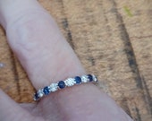 14k White Gold Diamond & Sapphire Eternity Stacking Band Ring 2 available