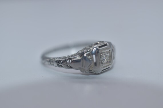 Sweet Antique 18k White Gold Art Deco Era Diamond… - image 6