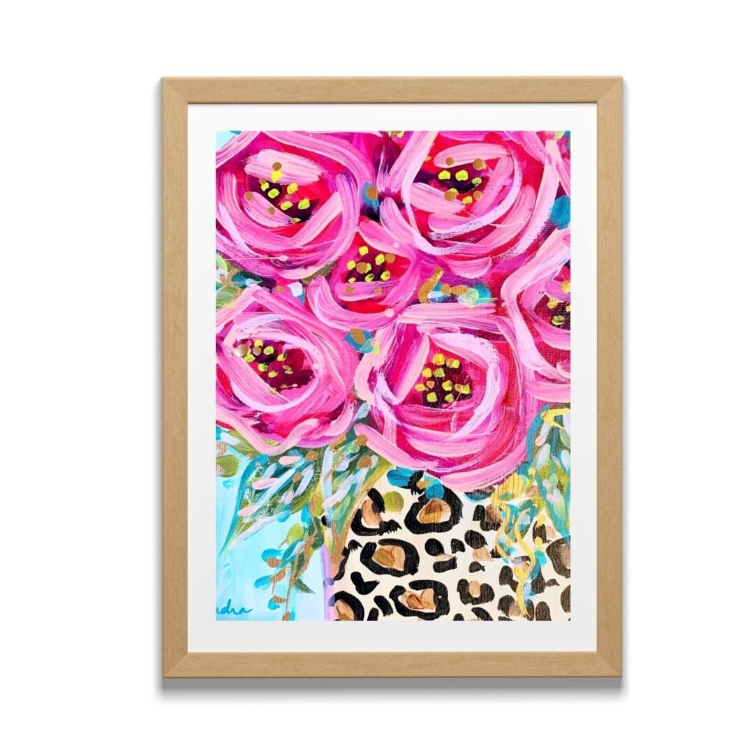 Print on Paper or Canvas Roses in Leopard Vase Blue - Etsy