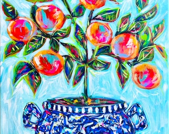 Print on Paper or Canvas - Orange Tree in Ginger Jar