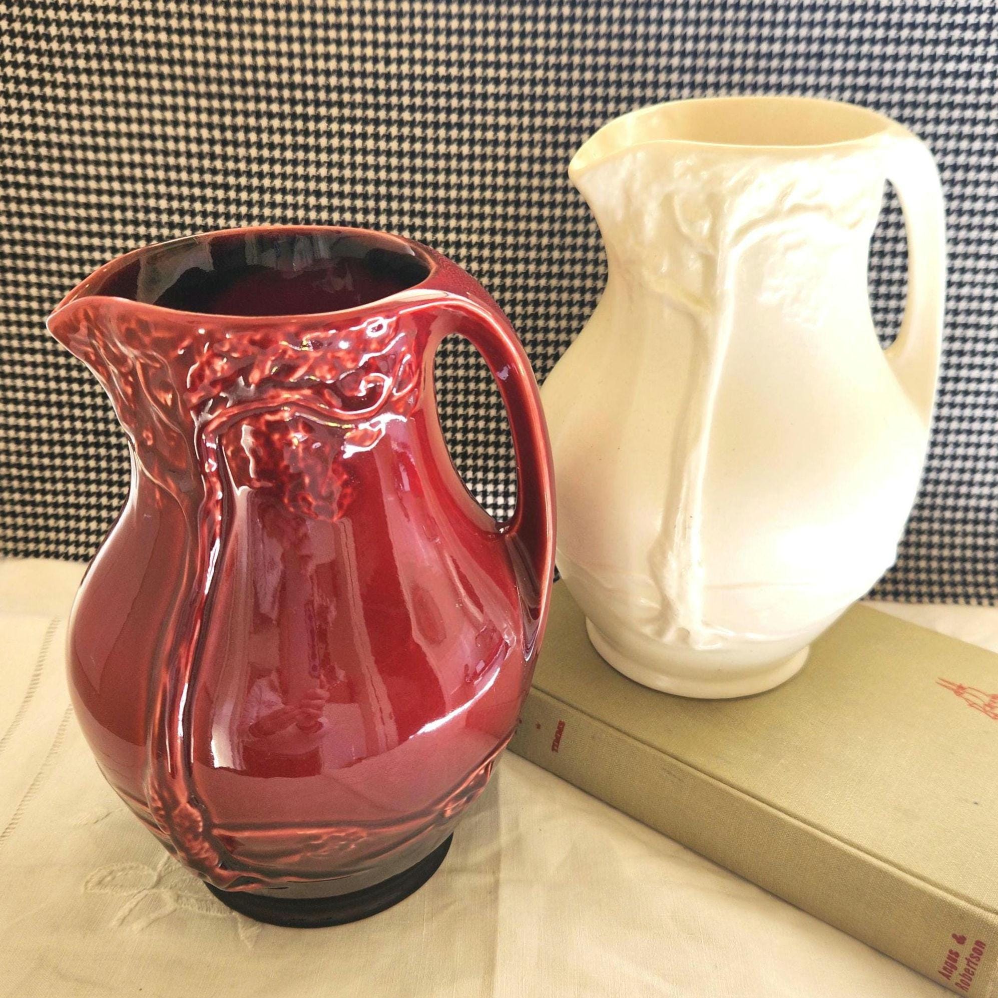Ceramic vase burgundy vintage - Etsy 日本