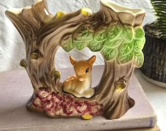 Vintage Hornsea Pottery Fauna Royal Fawn Planter Model 49 | Mid Century Kitsch Deer Posy Vase | Woodland Cottagecore Nursery Decor