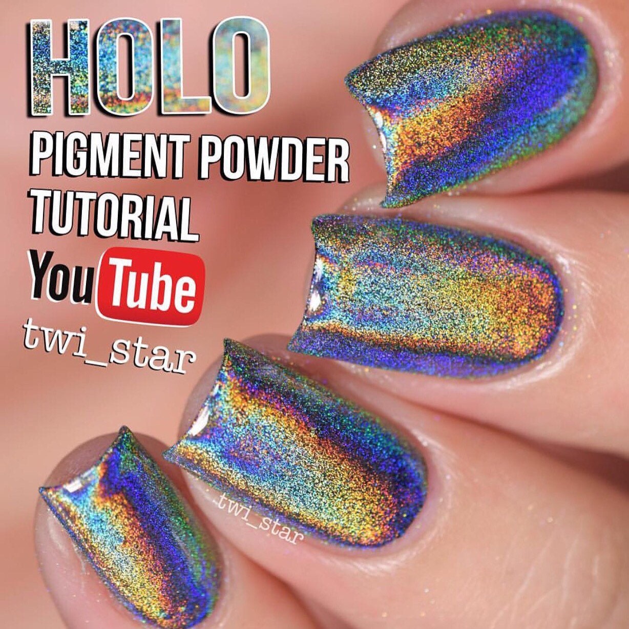 Black Holographic Shiny Nail Powder Unicorn Chrome Rainbow Effect Shimmer  Nails