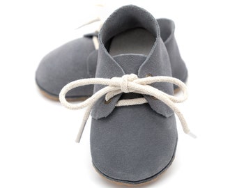 Gray oxford toddler shoes, kids shoes, leather moccasins for boy or girl, baby shower gift, baby shoes, infant shoes, 1st birthday outfit